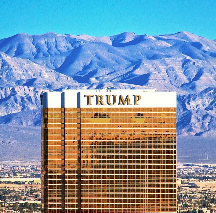 Trump International Hotel Las Vegas Tower Top With Mountains In The Background