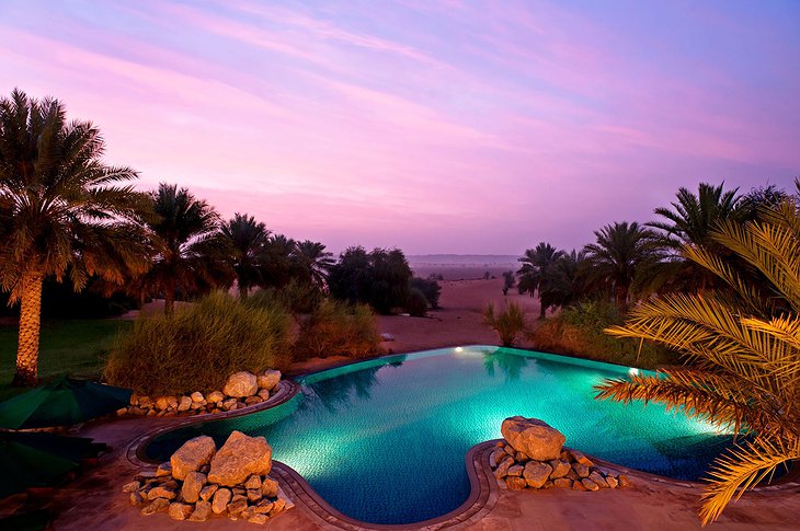 Al Maha Desert Resort Pool At Night