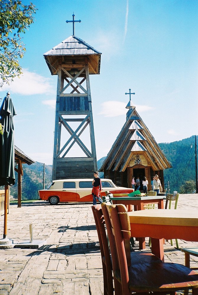 Village of Mecavnik with a Trabant limousine