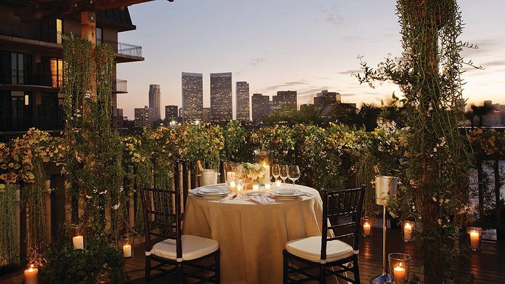 Beverly Wilshire Hotel romantic rooftop dining