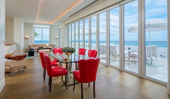 The Penthouse Suite Living Room And Balcony - Faena Hotel