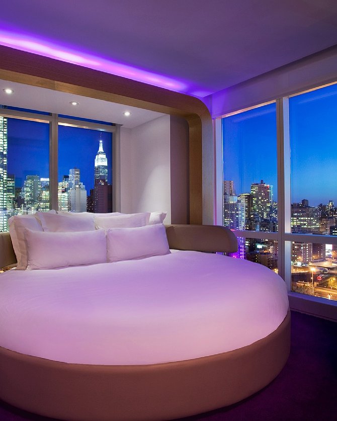 YOTEL New York rounded bed