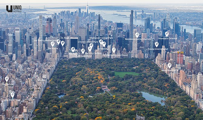 Image showcasing List & Map of all New York Hotels Overlooking Central Park