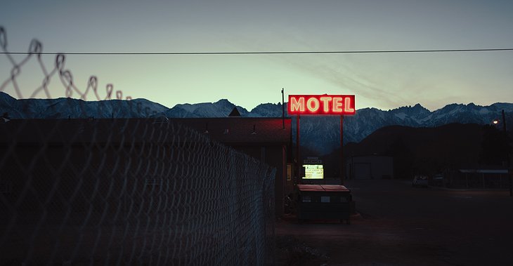 Motel Glowing Sign At Night