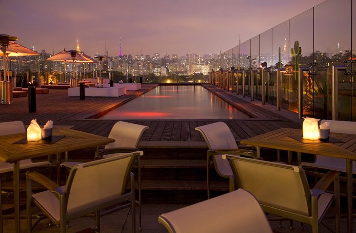 Hotel Unique rooftop bar at night