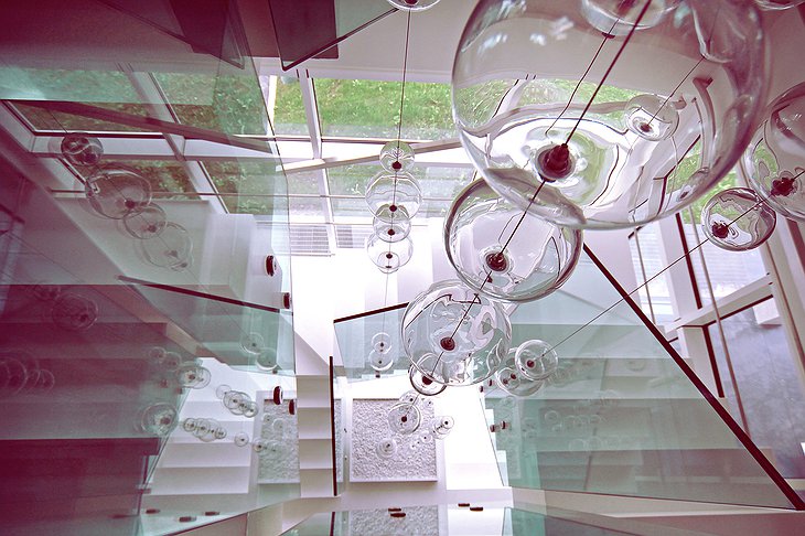 MO.OM Hotel staircase with hanging lamps