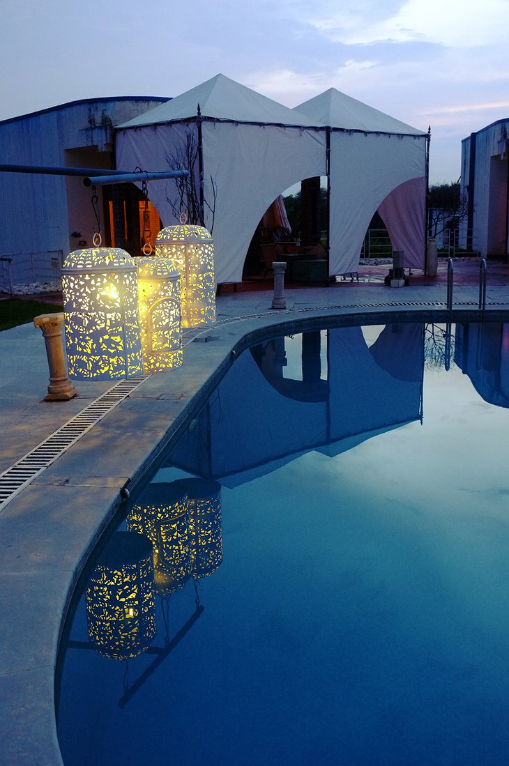The Farm Jaipur tent and swimming pool