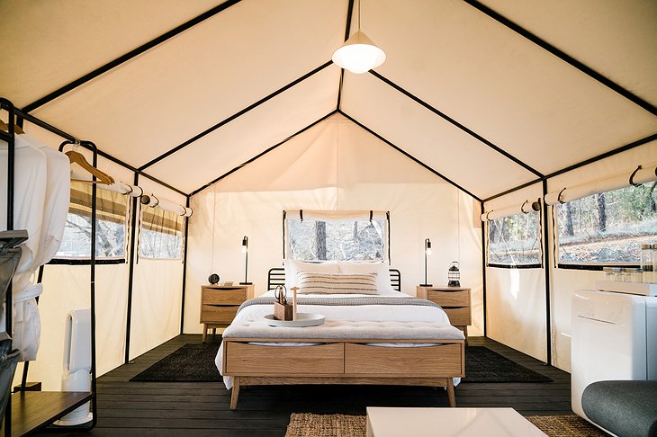 AutoCamp Yosemite Luxury Tent Bedroom