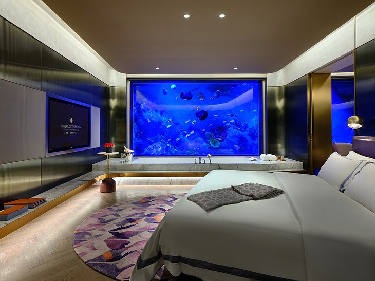 InterContinental Shanghai Wonderland King Bed Suite Underwater View Bedroom