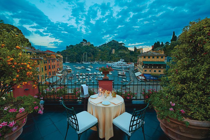 Belmond Hotel Splendido terrace romantic dinner with sea views