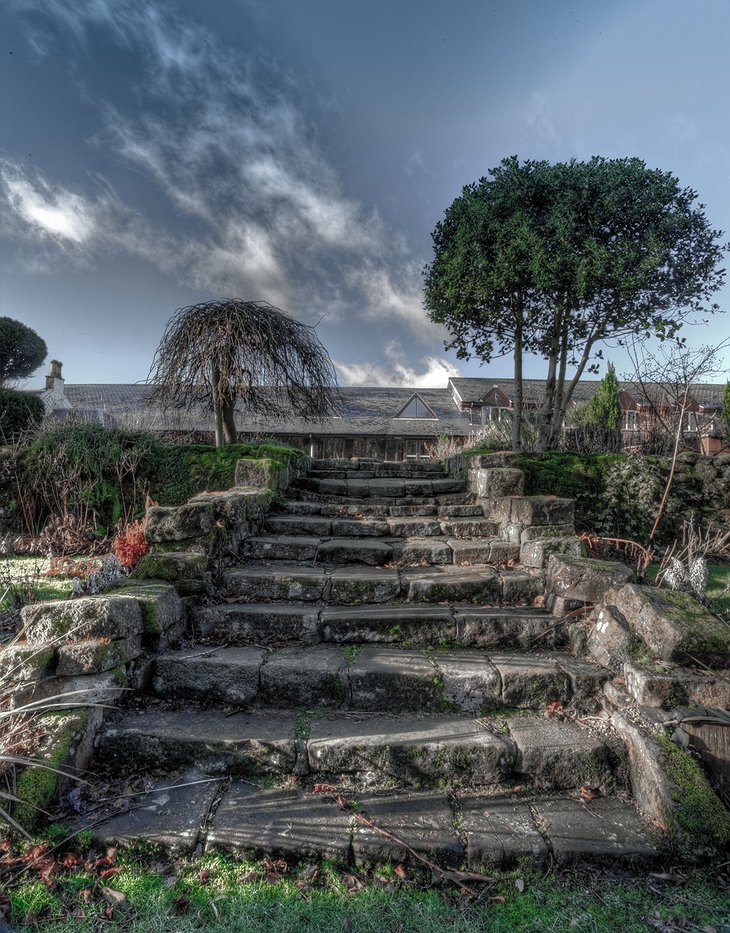 Auchrannie Resort stone stairs in the garden