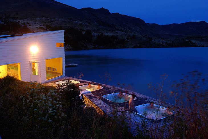 Patagonia Hotel jacuzzi at night