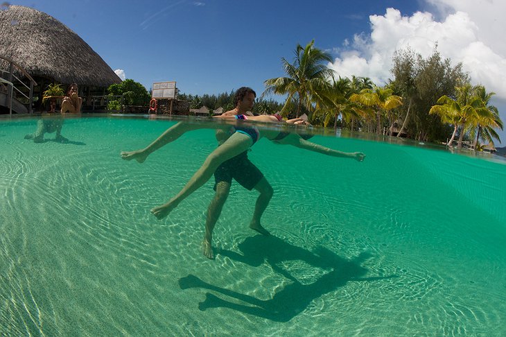 Floating girl in the ocean