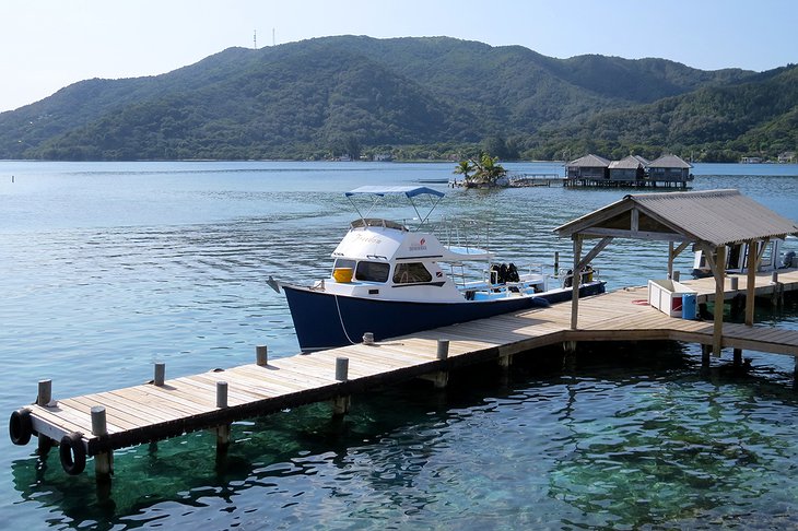 Villa on Dunbar Rock dive boat docked