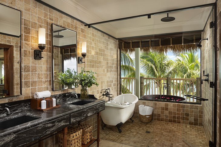 Little Palm Island Resort Premier Suite Bathroom With Freestanding Bathtubs Overlooking The Ocean And Palm Trees