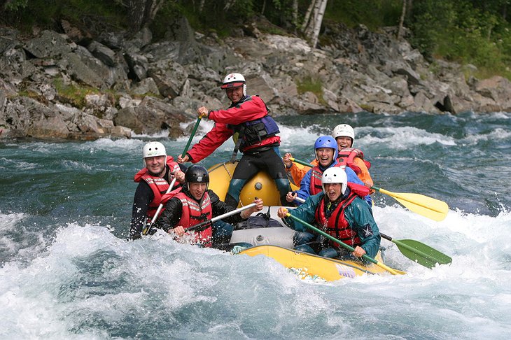 Rafting in the wild river