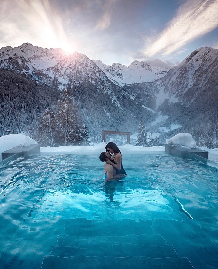 Chalet Al Foss Alp Resort Outdoor Pool Romantic Couple