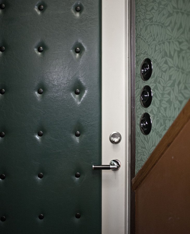 Central Hotel Copenhagen quilted door and metal buttons