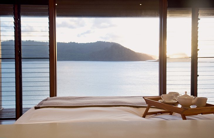 Qualia Hamilton Island bed with sea views