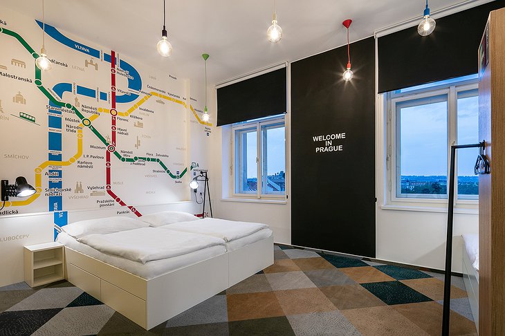 MeetMe23 Room With Prague Metro Line Map