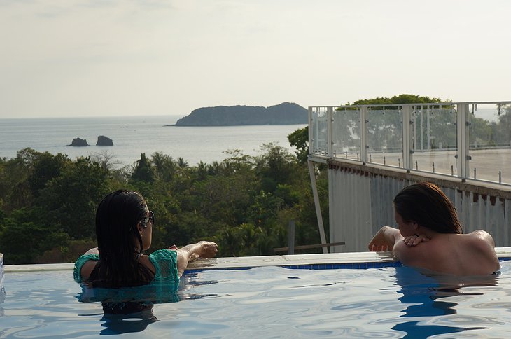 Girls enjoying the views from the pool