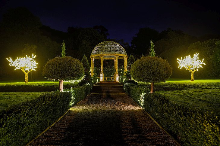 Ballyseede Castle gardens at night