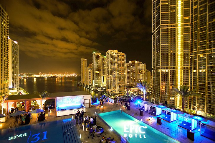 Epic hotel pool at night