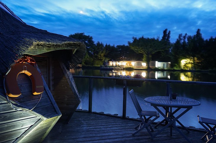 Floating wooden hut