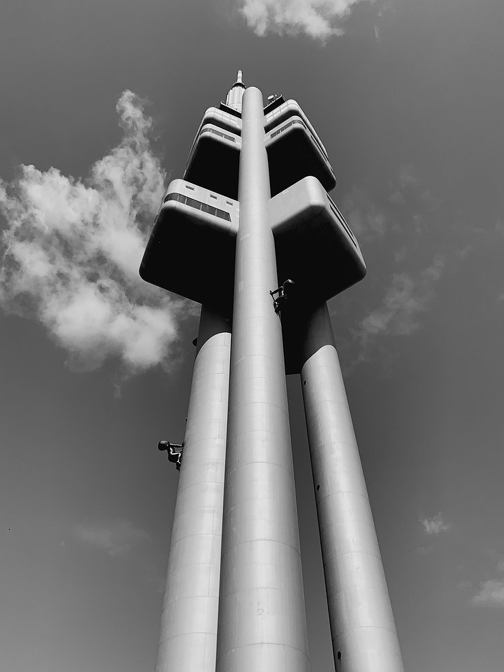 Zizkov TV Tower With Creepy Climbing Babies