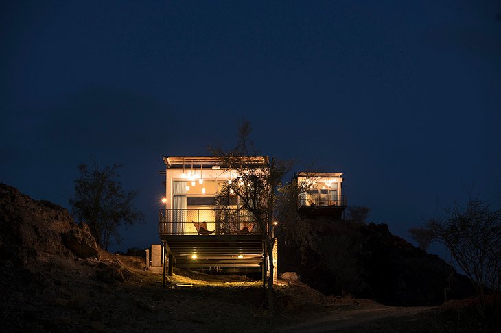 Hatta Damani Lodges Resort Cabin Lights In The Night