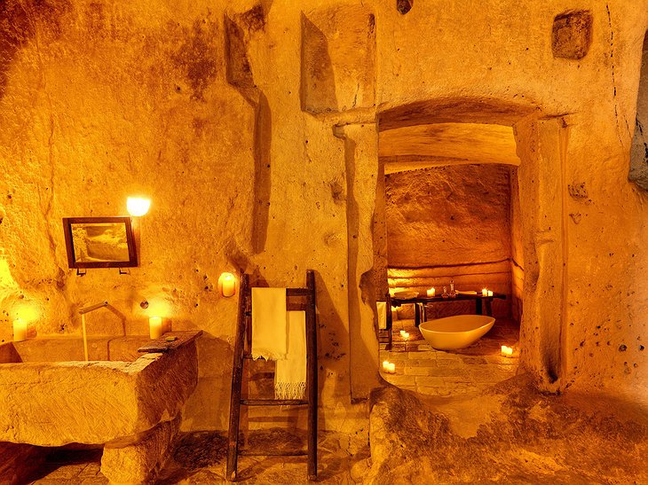 Cave hotel bathroom