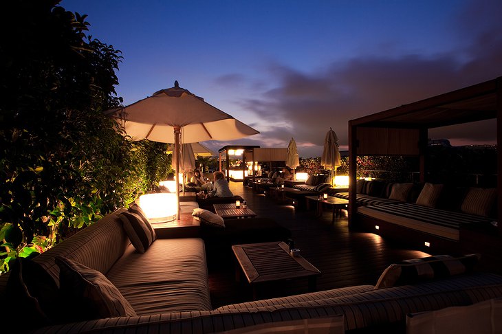 Hotel 1898 rooftop terrace at night