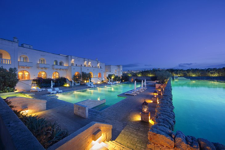 Borgo Egnazia Hotel Pools At Night