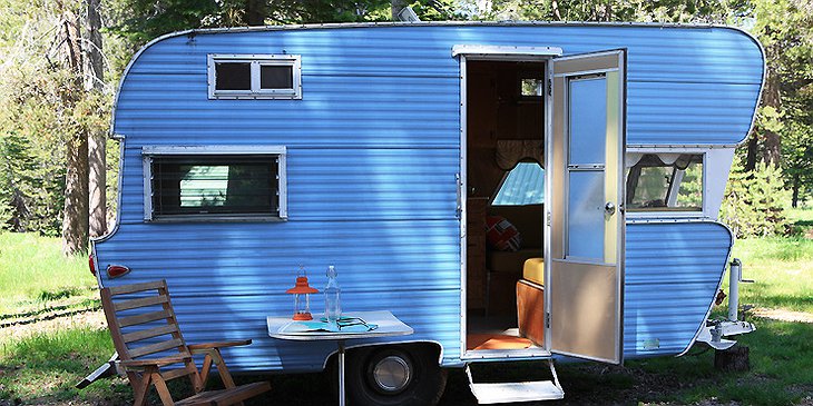 Blue vintage trailer