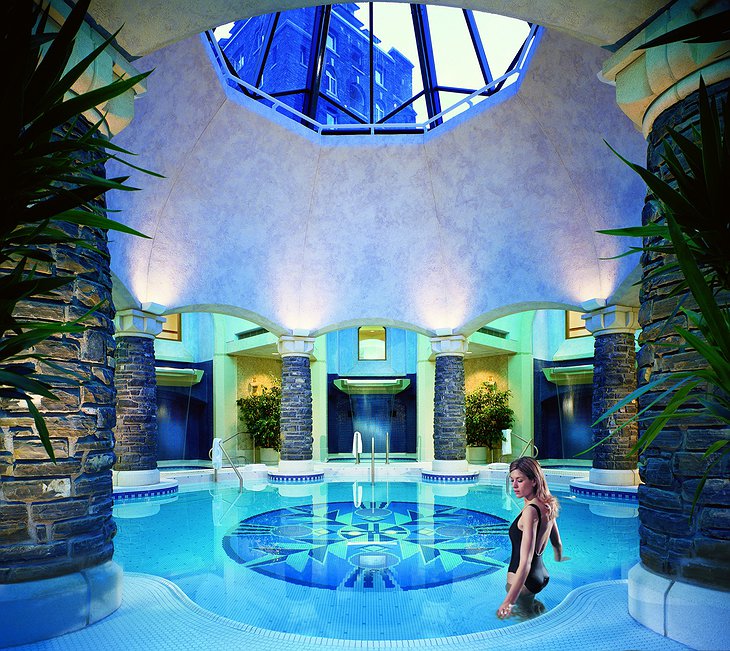 Girl in the swimming pool of Banff Springs Hotel