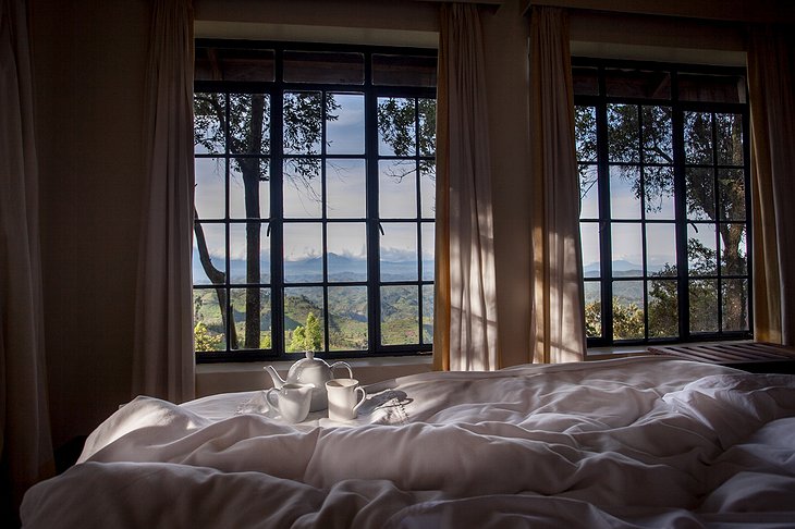 Clouds Mountain Gorilla Lodge Bed Window Views