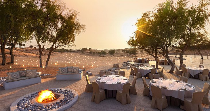 The Ritz-Carlton Ras Al Khaimah, Al Wadi Desert Hotel Romantic Outdoor Dining With a Firepit at Kan Zaman