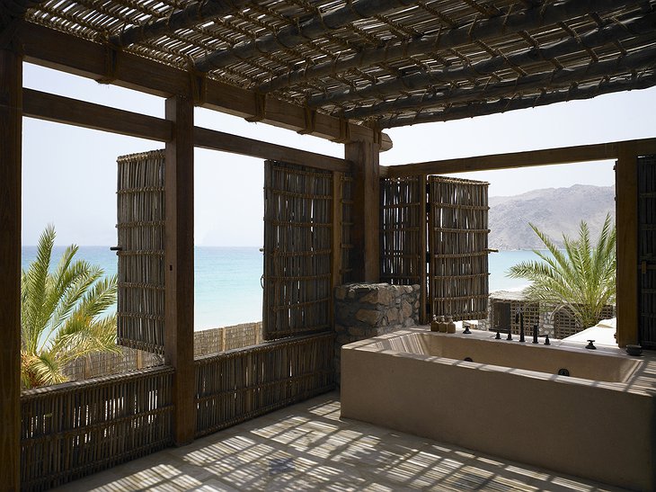 Bath on the rooftop terrace of Six Senses Zighy Bay hotel