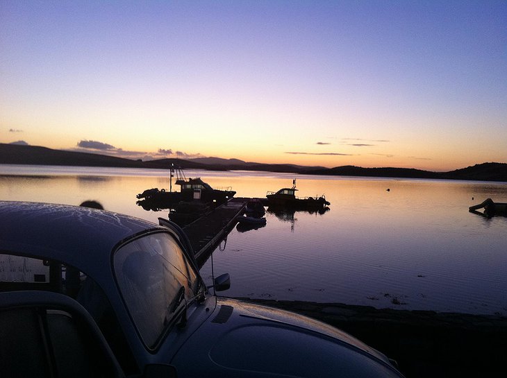 Inish Turk Beg boat dock and a VW Beetle