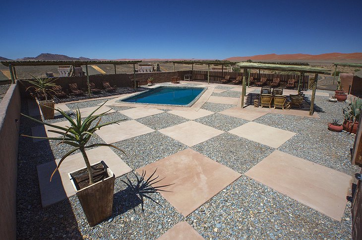 Kulala Desert Lodge terrace with pool