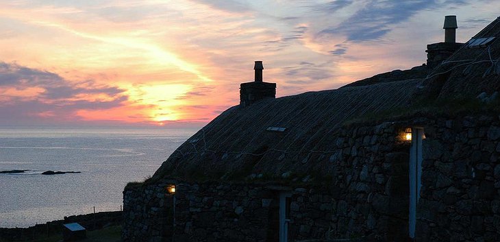 Gearrannan Blackhouse Village Sunset Panorama