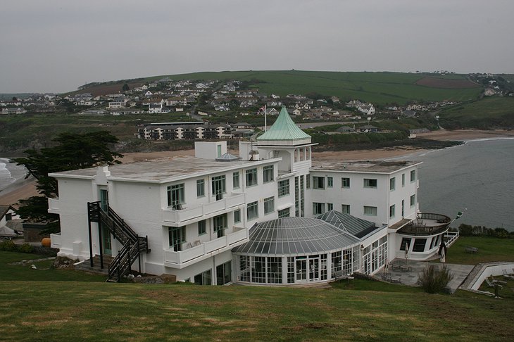 The back of the Burgh Island Hotel
