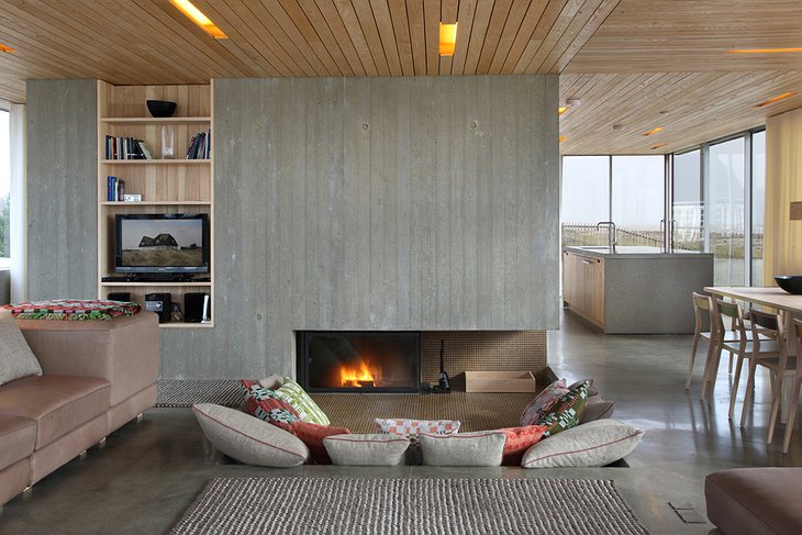 The Dune House fireplace