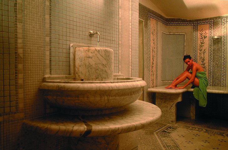 Girl in the steam room of Fonteverde spa