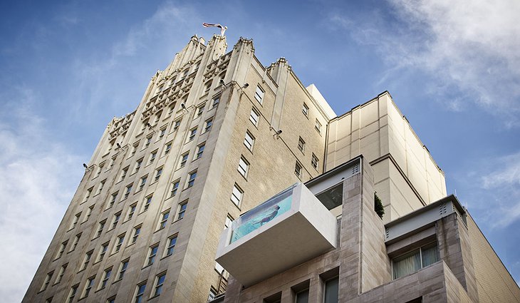 The Joule Dallas Hanging Pool with Glass Wall