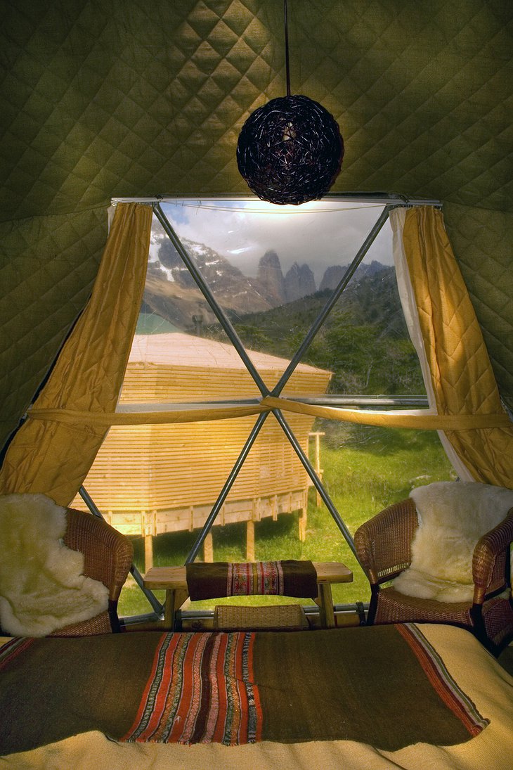 EcoCamp Suites Dome window to the mountains