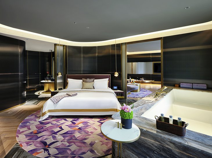 InterContinental Shanghai Wonderland Suite Waterfall View Bedroom