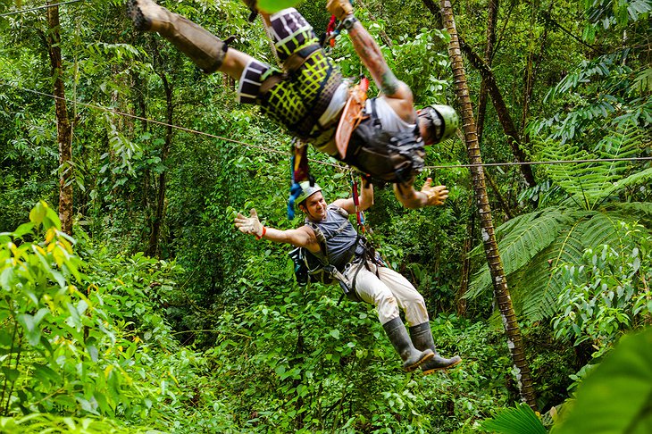 High five on the zipline