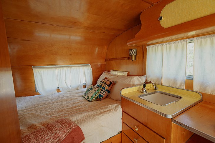 The Trailer Pond Vintage Trailer Double Bedroom