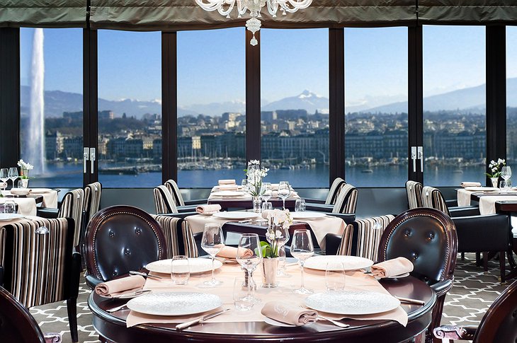 Hotel d’Angleterre Geneva dining with lake views